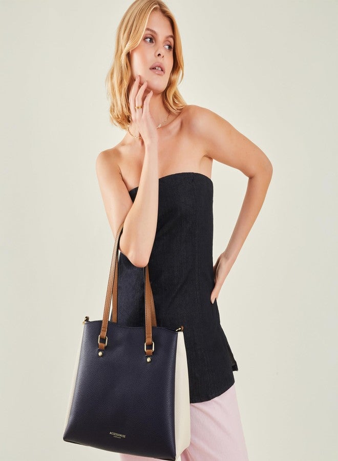 أكسيسورايز حقيبة كتف نسائية من أكسسورايز لندن، لون أزرق متداخل | حقائب يد نسائية للاستخدام المكتبي | حقيبة عمل نسائية | حقيبة كتف نسائية || تتسع لأجهزة كمبيوتر محمول حتى 14 بوصة - Image 2